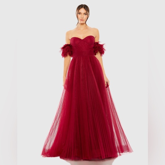 Mac Duggal Off The Shoulder Tulle A Line Gown 20517 - Picture 13 of 16